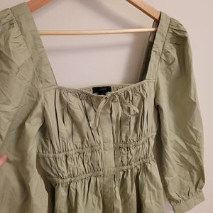J crew pistachio puff sleeve dress cottage core